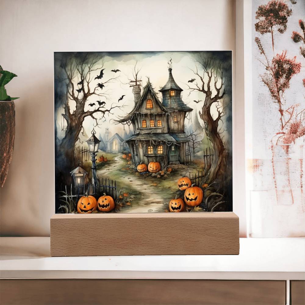 Midnight Manor: Premium Acrylic Halloween Plaque - Mallard Moon Gift Shop