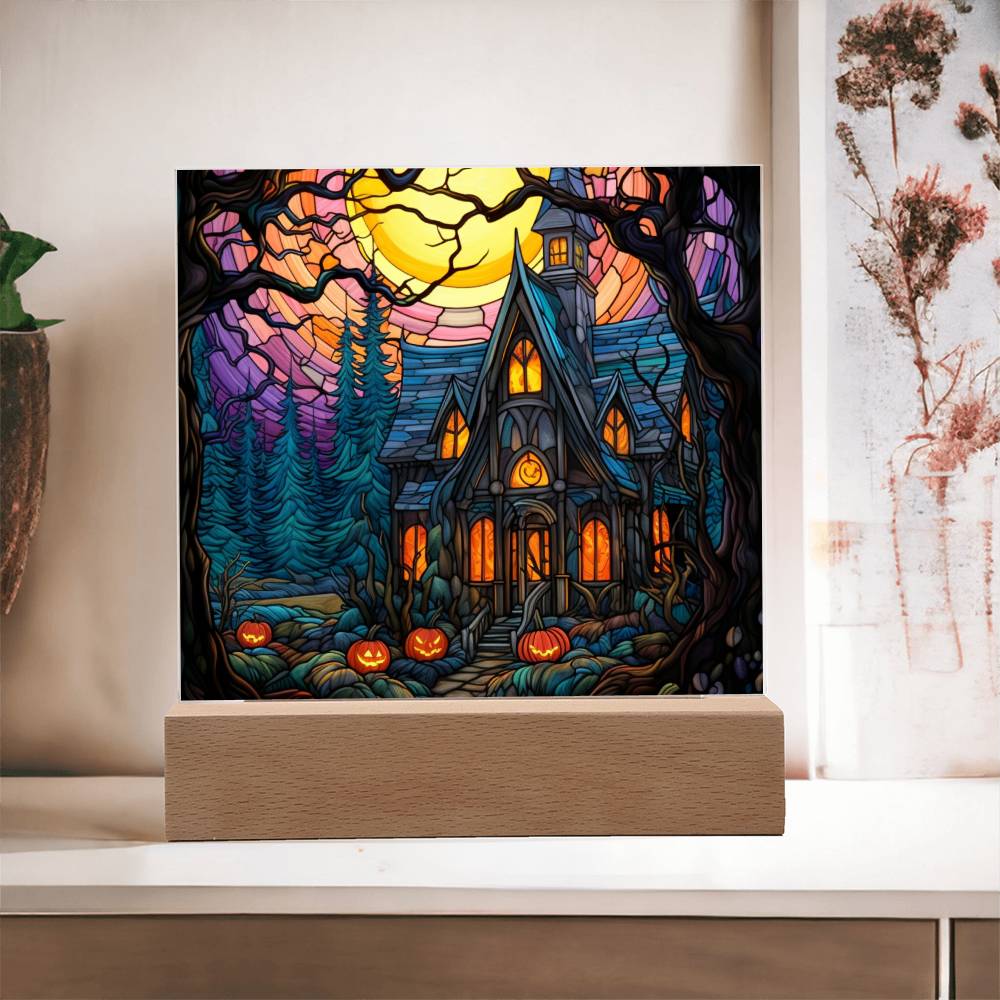 Ghoulish Mansion: Halloween Acrylic Plaque - Mallard Moon Gift Shop