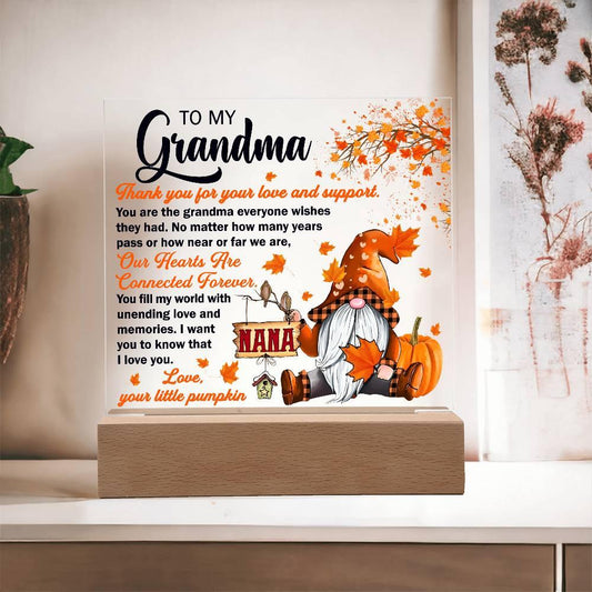 Grandma - Thank You for Your Love And Support Acrylic Square Plaque with LED Wooden Base - Mallard Moon Gift Shop