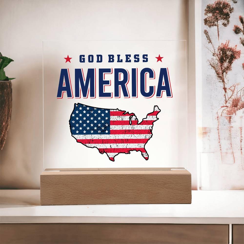God Bless America Patriotic Acrylic Plaque - Mallard Moon Gift Shop