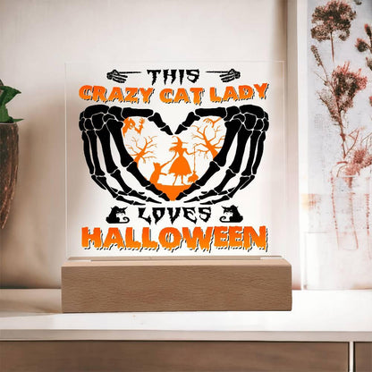 Crazy Cat Lady Loves Halloween Acrylic Plaque Decor - Mallard Moon Gift Shop