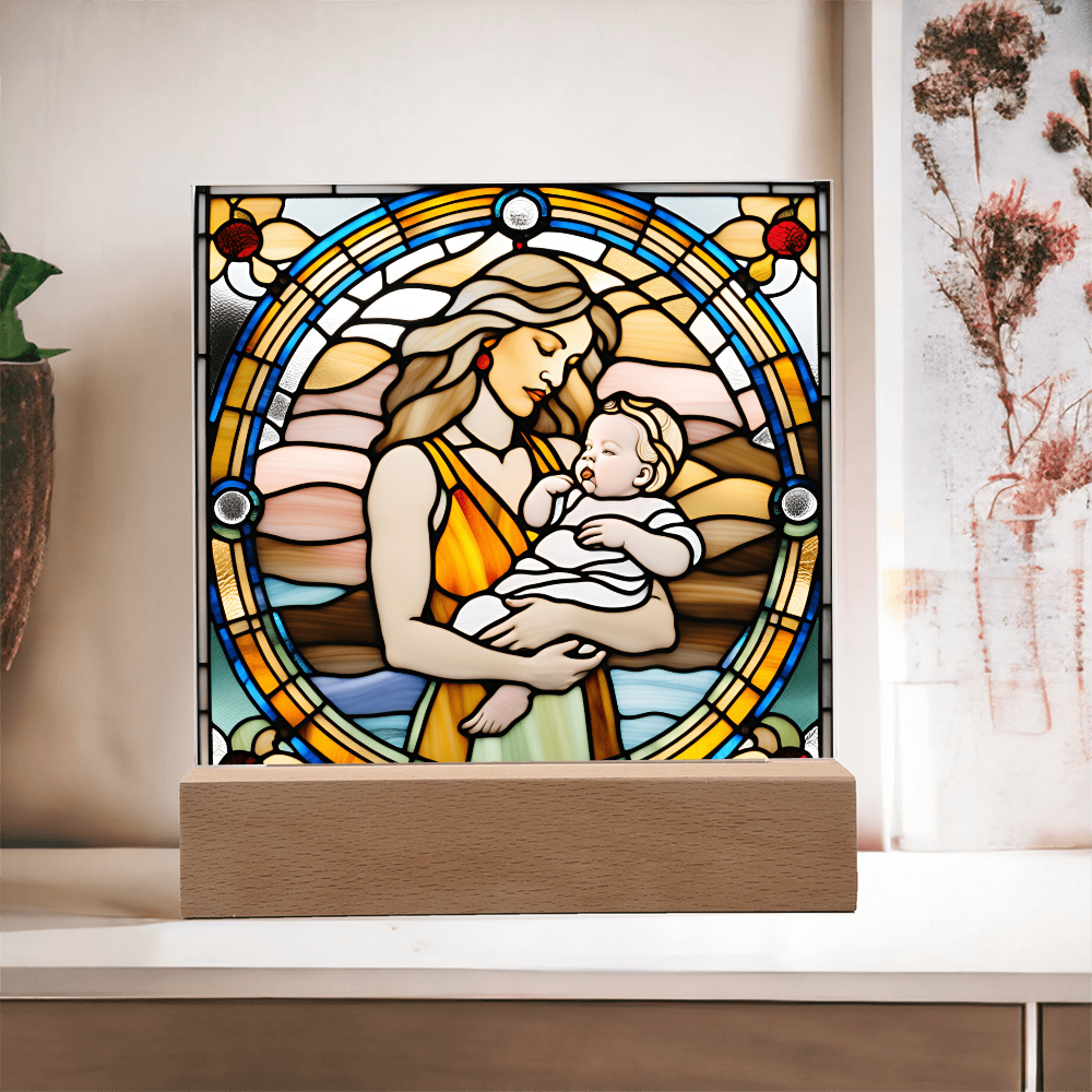 Guided by Love Stained Glass-Style LED Acrylic Plaque – A Beautiful Mother's Day or New Mom Baby Shower Gift - Mallard Moon Gift Shop