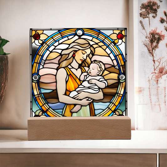 Guided by Love Stained Glass-Style LED Acrylic Plaque – A Beautiful Mother's Day or New Mom Baby Shower Gift - Mallard Moon Gift Shop
