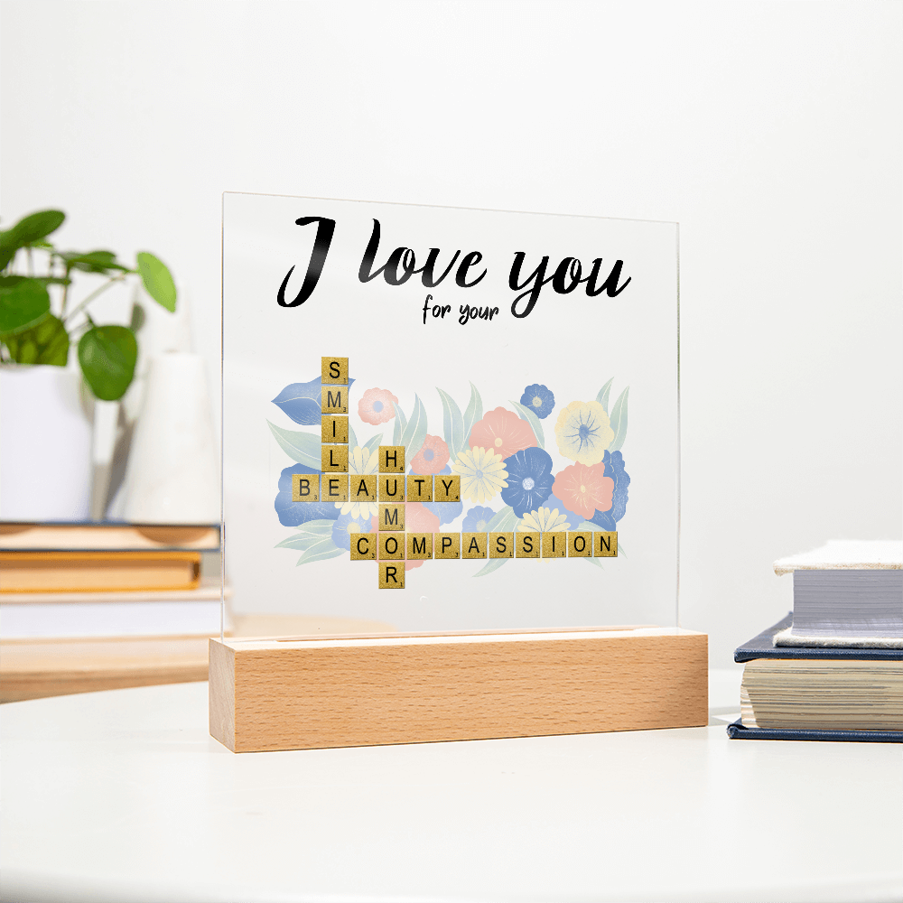 Personalized Crossword Puzzle Acrylic Plaque - Valentine's Day, Anniversary, Birthday Gift for Soulmates - Mallard Moon Gift Shop