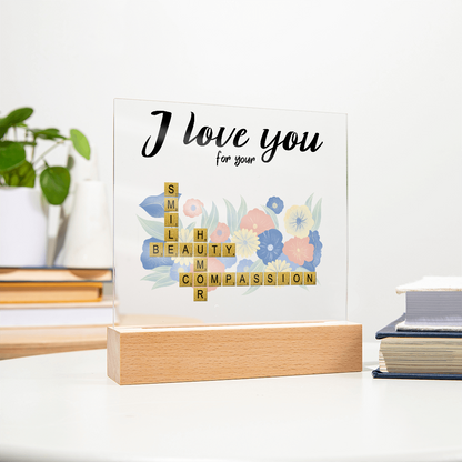 Personalized Crossword Puzzle Acrylic Plaque - Valentine's Day, Anniversary, Birthday Gift for Soulmates - Mallard Moon Gift Shop