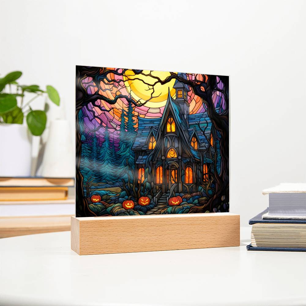Ghoulish Mansion: Halloween Acrylic Plaque - Mallard Moon Gift Shop