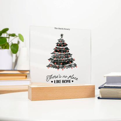 Personalized Christmas Tree Acrylic Plaque with Lighted LED Wooden Base - Mallard Moon Gift Shop