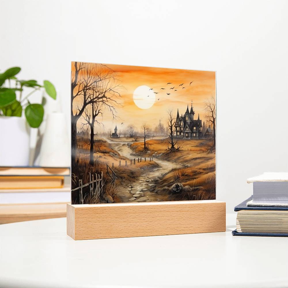 Ghost Manor: Acrylic Halloween Plaque - Mallard Moon Gift Shop
