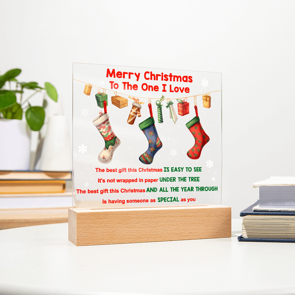 Merry Christmas to the One I Love Acrylic Plaque – Romantic Holiday LED Light Gift | Christmas Stockings Home Décor