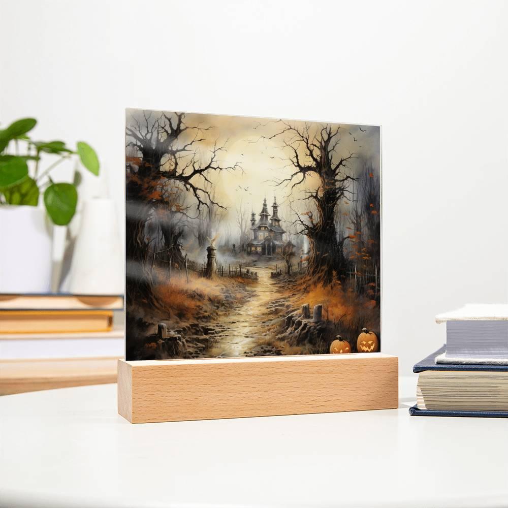 Witching Manor: Halloween's Spooktacular Acrylic Plaque - Mallard Moon Gift Shop