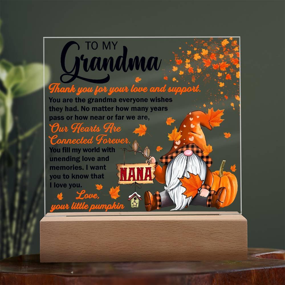 Grandma - Thank You for Your Love And Support Acrylic Square Plaque with LED Wooden Base - Mallard Moon Gift Shop