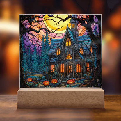 Ghoulish Mansion: Halloween Acrylic Plaque - Mallard Moon Gift Shop