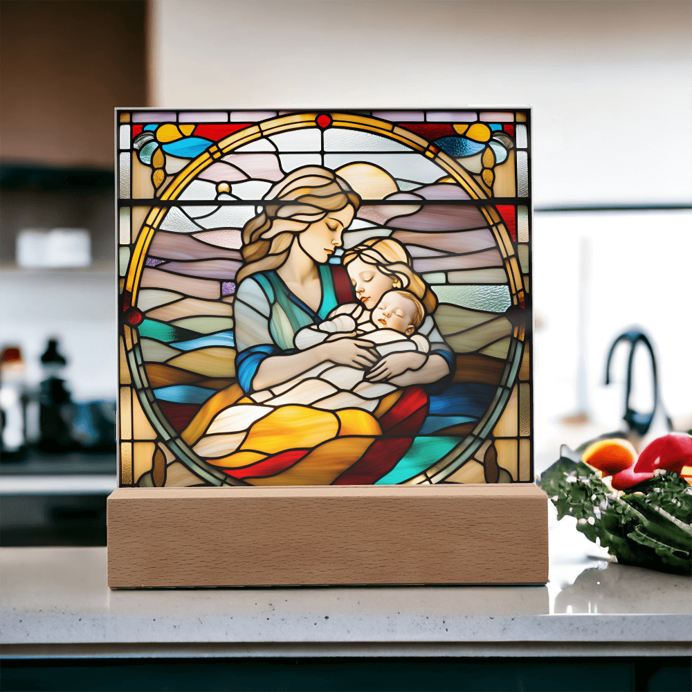 A Mother's Love" LED Acrylic Plaque – A Heartwarming Gift for Mother's Day, Baby Showers, or New Baby Arrival - Mallard Moon Gift Shop