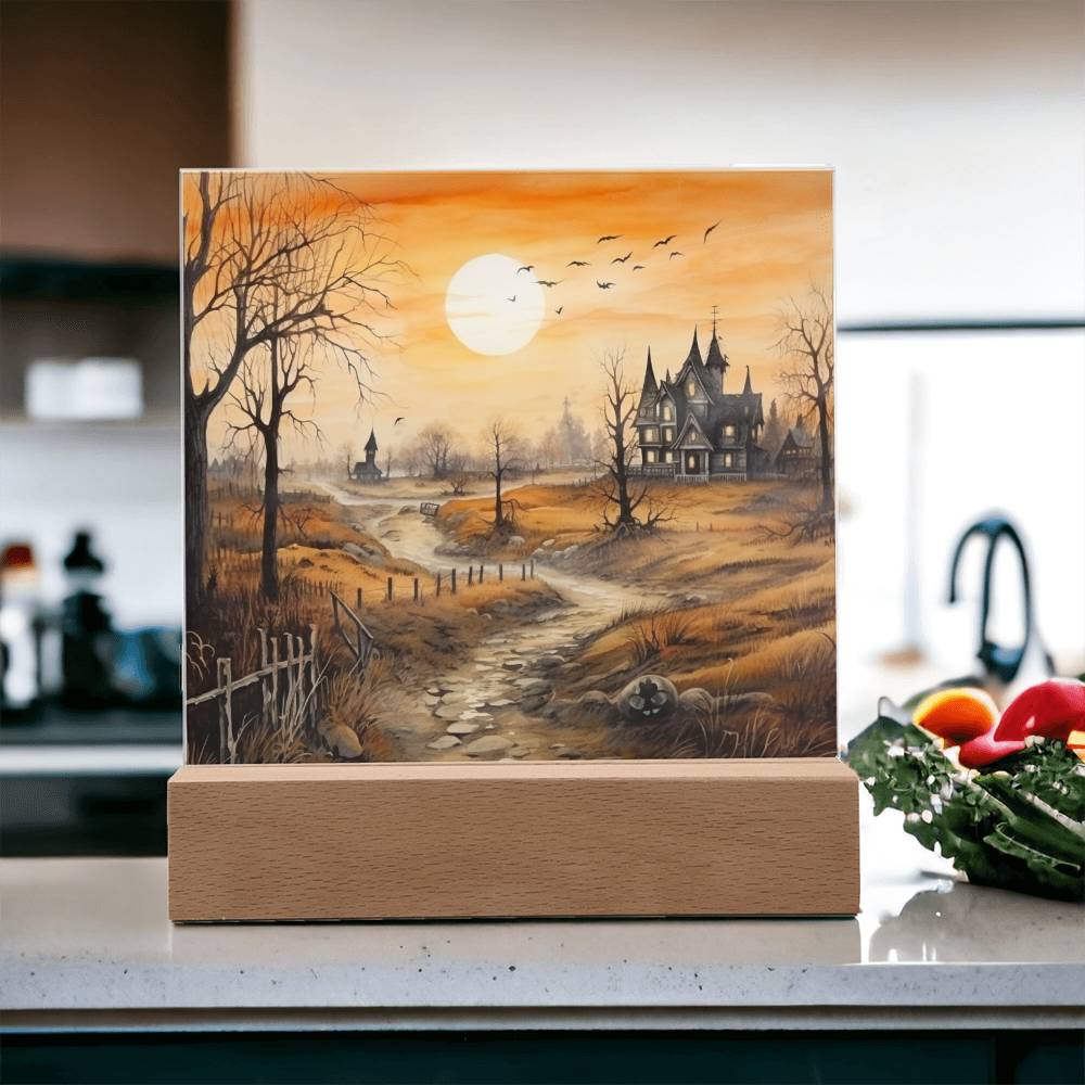 Ghost Manor: Acrylic Halloween Plaque - Mallard Moon Gift Shop