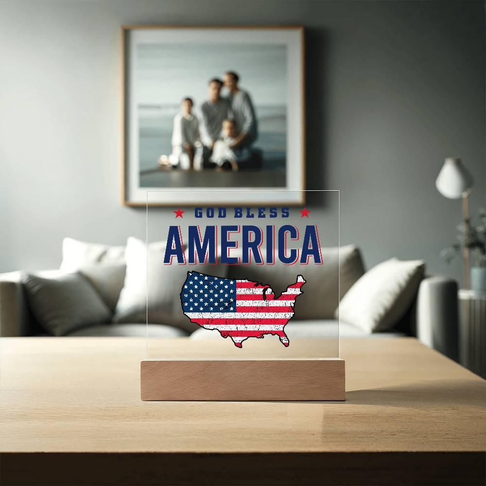 God Bless America Patriotic Acrylic Plaque - Mallard Moon Gift Shop