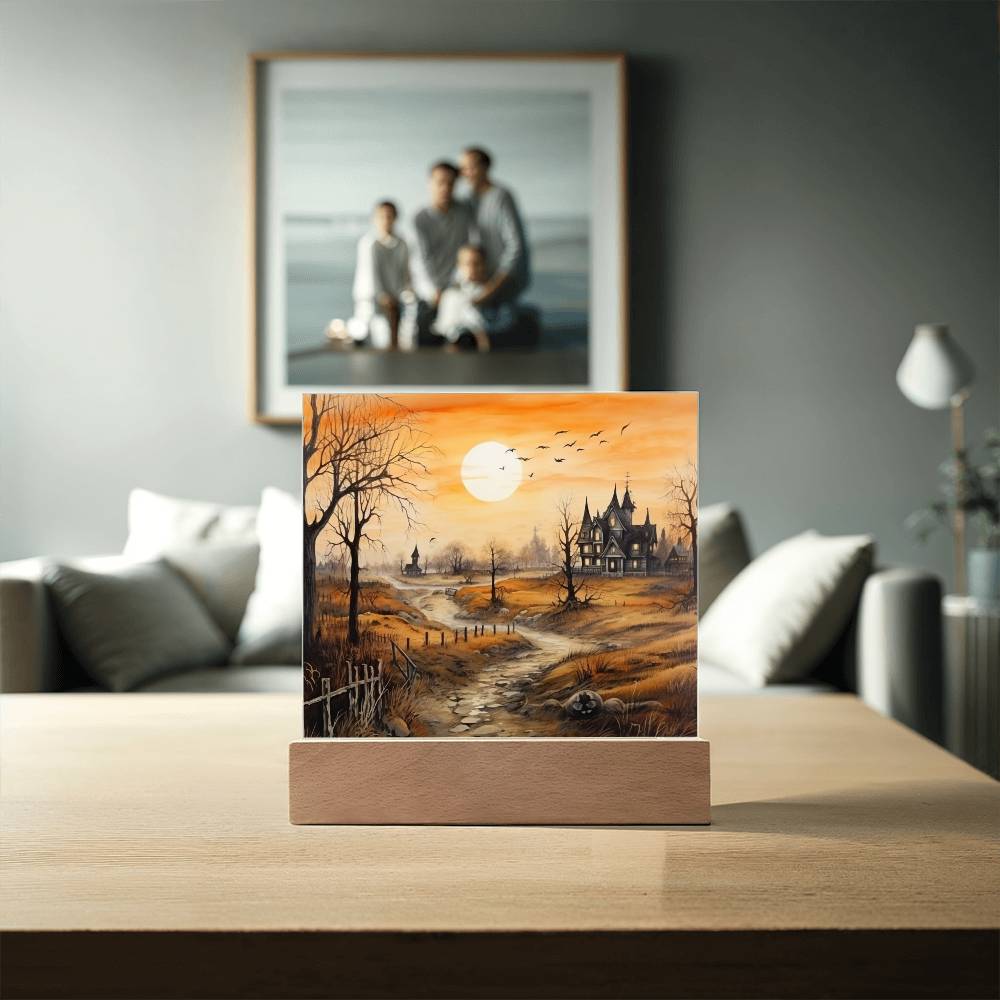 Ghost Manor: Acrylic Halloween Plaque - Mallard Moon Gift Shop