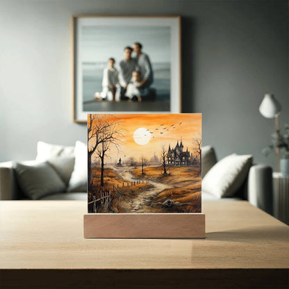 Ghost Manor: Acrylic Halloween Plaque - Mallard Moon Gift Shop