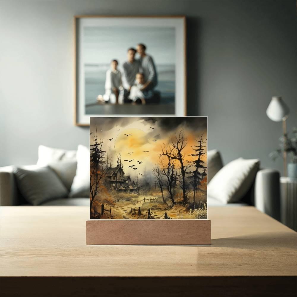 Frightful Forest: Premium Acrylic Halloween Mansion Acrylic Plaque Decor - Mallard Moon Gift Shop