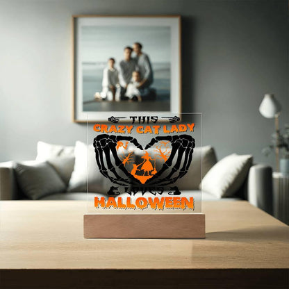 Crazy Cat Lady Loves Halloween Acrylic Plaque Decor - Mallard Moon Gift Shop