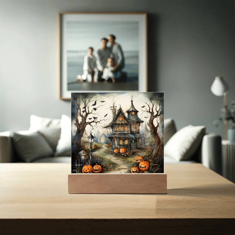 Midnight Manor: Premium Acrylic Halloween Plaque - Mallard Moon Gift Shop
