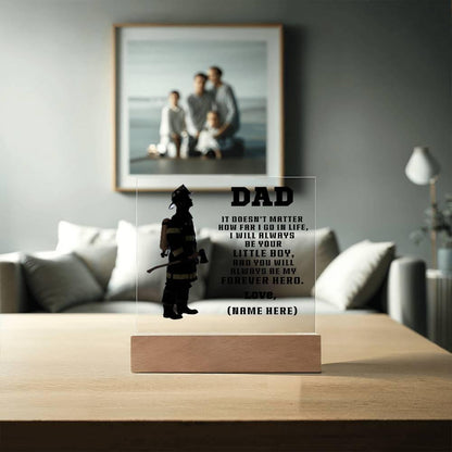 Firefighter Dad You Are My Forever Hero Personalized Acrylic Plaque - Mallard Moon Gift Shop