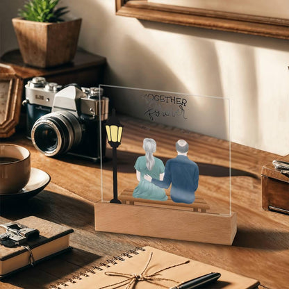 Anniversary, Birthday, Christmas Personalized Couples Romantic Sitting in the Park Acrylic Plaque - Mallard Moon Gift Shop