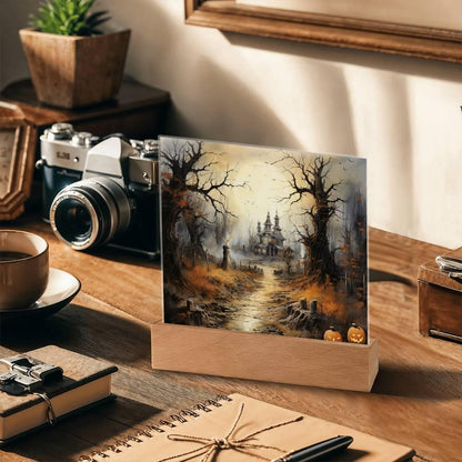 Witching Manor: Halloween's Spooktacular Acrylic Plaque - Mallard Moon Gift Shop