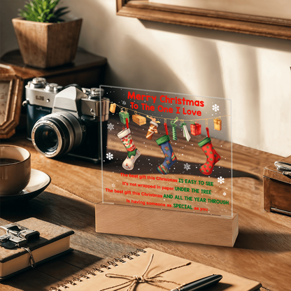 Merry Christmas to the One I Love Acrylic Plaque – Romantic Holiday LED Light Gift | Christmas Stockings Home Décor