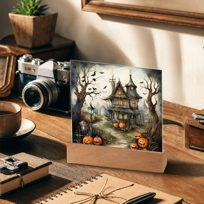 Midnight Manor: Premium Acrylic Halloween Plaque - Mallard Moon Gift Shop