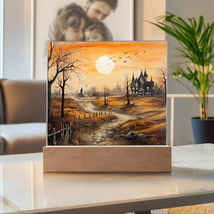 Ghost Manor: Acrylic Halloween Plaque - Mallard Moon Gift Shop