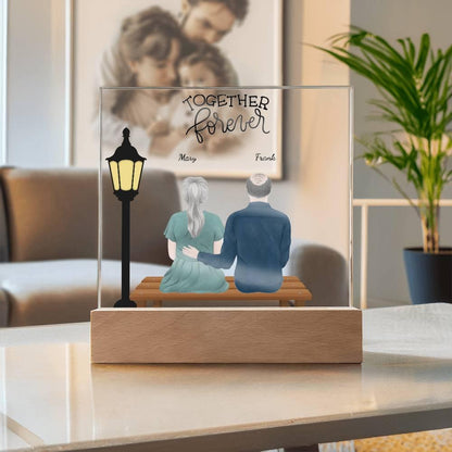 Anniversary, Birthday, Christmas Personalized Couples Romantic Sitting in the Park Acrylic Plaque - Mallard Moon Gift Shop