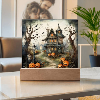 Midnight Manor: Premium Acrylic Halloween Plaque - Mallard Moon Gift Shop