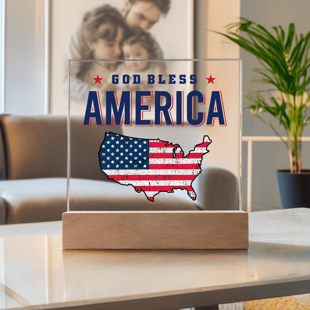 God Bless America Patriotic Acrylic Plaque - Mallard Moon Gift Shop