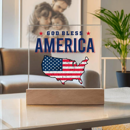 God Bless America Patriotic Acrylic Plaque - Mallard Moon Gift Shop