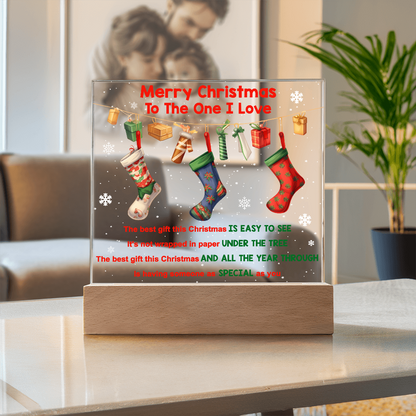 Merry Christmas to the One I Love Acrylic Plaque – Romantic Holiday LED Light Gift | Christmas Stockings Home Décor