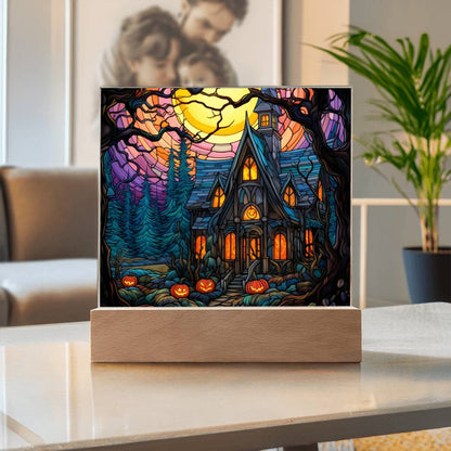 Ghoulish Mansion: Halloween Acrylic Plaque - Mallard Moon Gift Shop