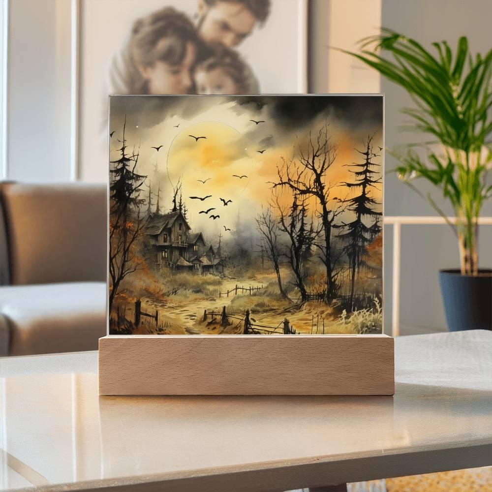 Frightful Forest: Premium Acrylic Halloween Mansion Acrylic Plaque Decor - Mallard Moon Gift Shop