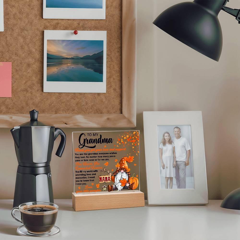 Grandma - Thank You for Your Love And Support Acrylic Square Plaque with LED Wooden Base - Mallard Moon Gift Shop