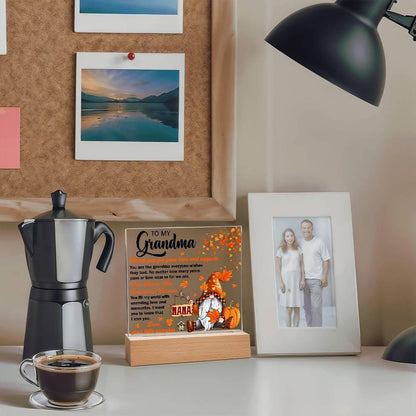 Grandma - Thank You for Your Love And Support Acrylic Square Plaque with LED Wooden Base - Mallard Moon Gift Shop