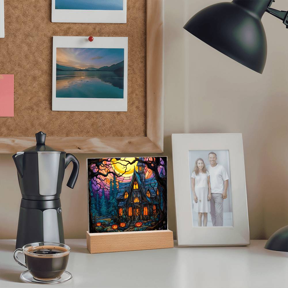 Ghoulish Mansion: Halloween Acrylic Plaque - Mallard Moon Gift Shop