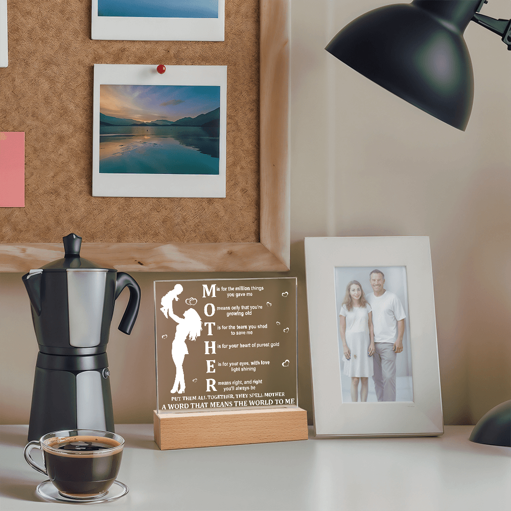 Mother Acrylic LED Plaque – A Word That Means the World to Me | Heartfelt Mother's Day Gift - Mallard Moon Gift Shop