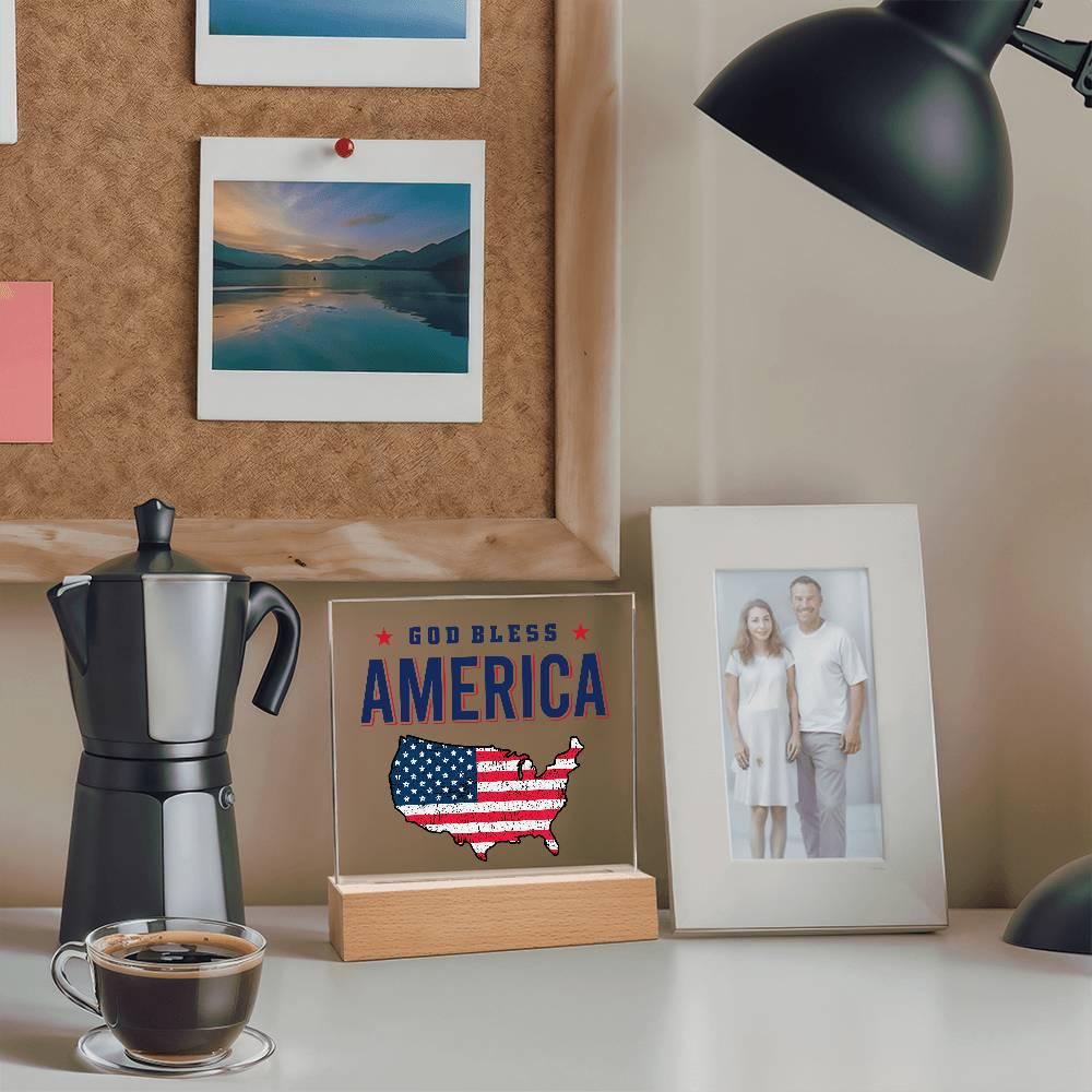 God Bless America Patriotic Acrylic Plaque - Mallard Moon Gift Shop