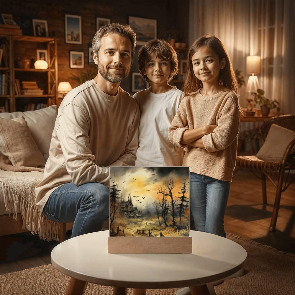 Frightful Forest: Premium Acrylic Halloween Mansion Acrylic Plaque Decor - Mallard Moon Gift Shop