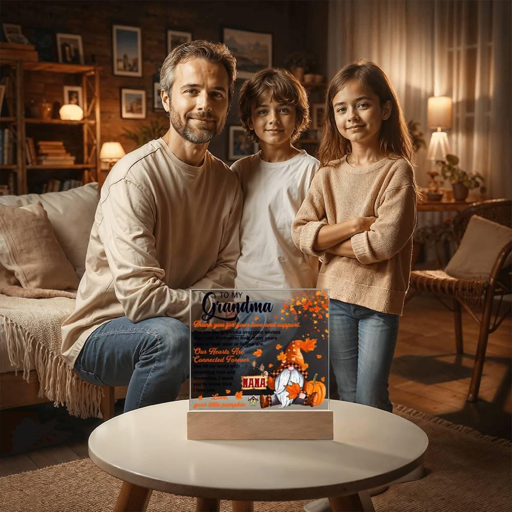 Grandma - Thank You for Your Love And Support Acrylic Square Plaque with LED Wooden Base - Mallard Moon Gift Shop