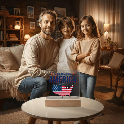 God Bless America Patriotic Acrylic Plaque - Mallard Moon Gift Shop