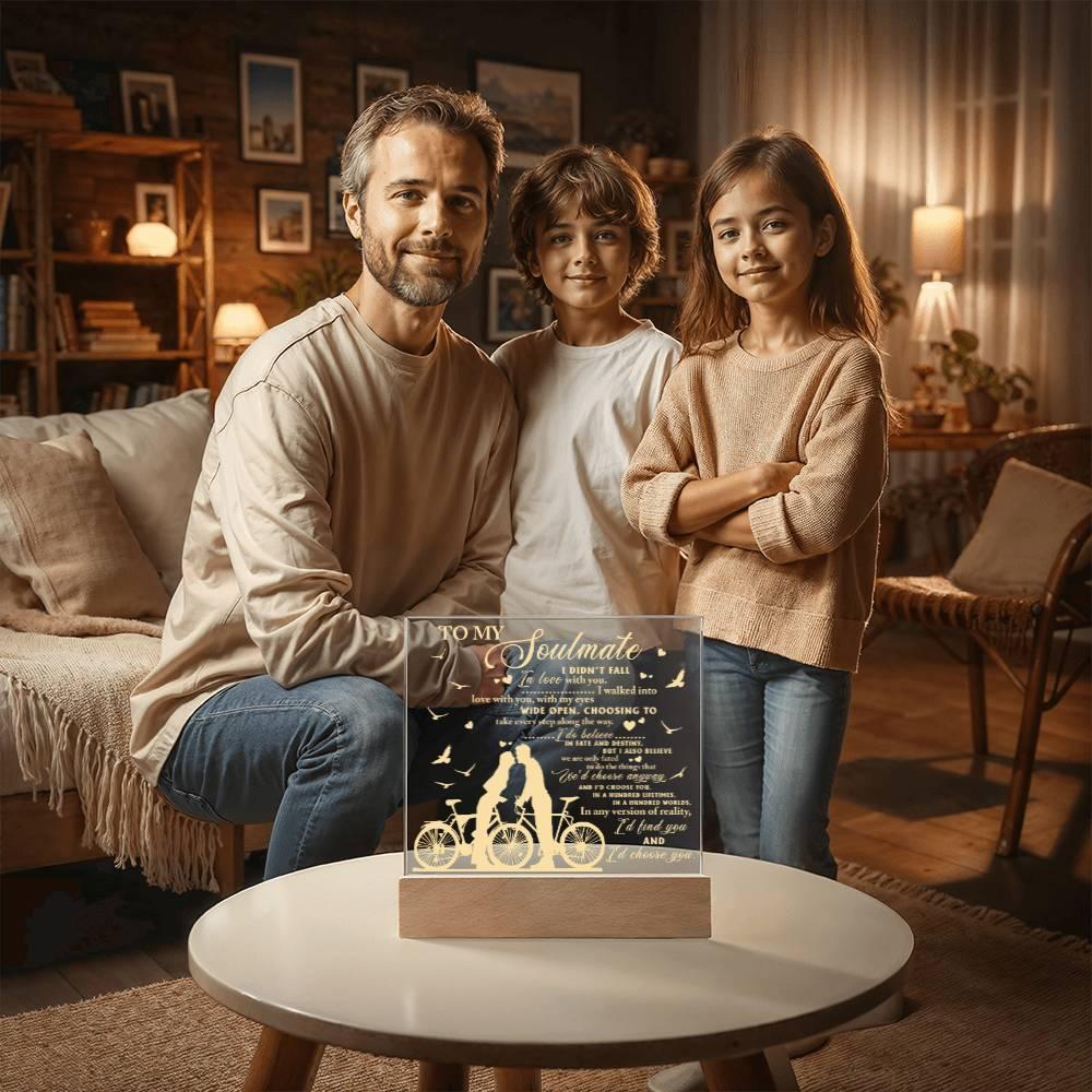 Soulmate - I Believe in Fate And Destiny Acrylic Plaque with Lighted LED Wooden Base - Mallard Moon Gift Shop