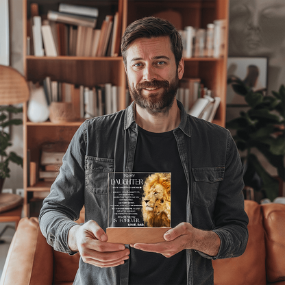 To My Daughter Lion Acrylic LED Plaque – “My Love for You Is Forever” Father Gift | Inspirational Lighted Keepsake from Dad