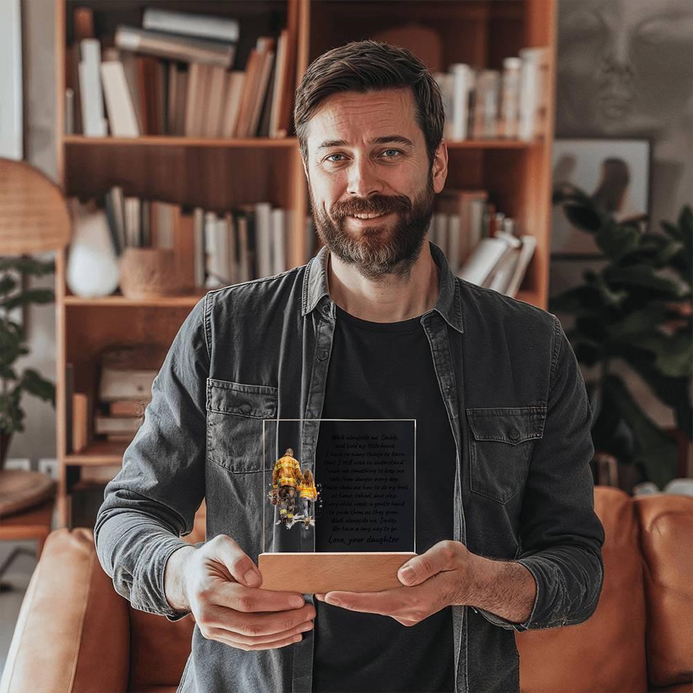 Firefighter Father and Daughter Walk with Me Personalized Acrylic Plaque - Mallard Moon Gift Shop