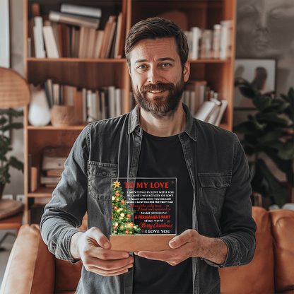 To My Love Acrylic LED Plaque – Romantic Christmas Tree Light Gift | “Permanent Part of My World” Holiday Keepsake