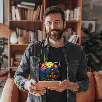 Ghoulish Mansion: Halloween Acrylic Plaque - Mallard Moon Gift Shop